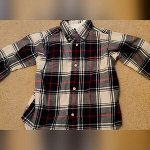 Ralph Lauren Plaid Button Up Shirt Size 3T Red and White